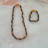 Barnsteen ketting kids met Tijgeroog & Lapis Lazuli | 38cm