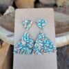 Confetti Kralenoorbellen Cleopatra – handgemaakt met blauw, beige, bruin & goudkleurige Miyuki kralen (5 cm)