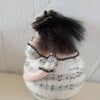 Dikke dame in zwart wit,handgemaakt en uniek,14 cm,mixed media,deco art