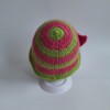 Gehaakt baby zonnehoedje 'Roze en groen met strikje'
