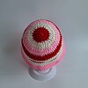 Gehaakt baby zonnehoedje 'Roze, rood en crème'