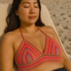 Gehaakt topje 'Boho top oranje, roze en beige'