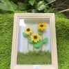 Gehaakte Zonnebloemlamp in Fotolijstje met Mosbasis