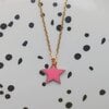 Ketting roestvrijstaal met emaille roze sterretje