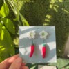 Micro Gehaakte Rode Chilipeper Oorbellen