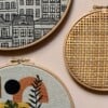 Muurhangerset huisjes rotan webbing
