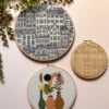 Muurhangerset huisjes rotan webbing