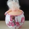 Punkblond dik dametje,lady in pink,handgemaakt en uniek,14 cm,mixed media