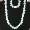 Sieradenset glas en Jade - lichtblauw/wit