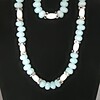 Sieradenset glas en Jade - lichtblauw/wit