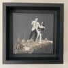 -3, 2, 1, go- 20x20x1 cm handgeknipte collage op schildersdoek