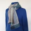 Ambachtelijk geweven blauwe shawl - 100% Merinowol