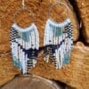 Blue Mirage – lichte fringe oorbellen met miyuki kralen in blauw, zilver en zwart