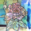 Floral card. Retro 4. Silhouet van bloemen op oud papier