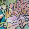 Floral card. Retro 4. Silhouet van bloemen op oud papier