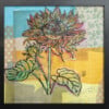 Floral card. Retro 8. Silhouet van bloemen op oud papier