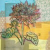 Floral card. Retro 8. Silhouet van bloemen op oud papier