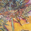 Floral card. Retro 8. Silhouet van bloemen op oud papier