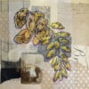 Floral card. Retro 9. Silhouet van bloemen op oud papier