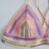Gehaakt topje 'Boho top geel, beige, perzikoranje, paars en lila'