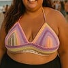 Gehaakt topje 'Boho top geel, beige, perzikoranje, paars en lila'