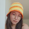 Gehaakte bucket hat 'Groen, oranje en geel'