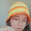 Gehaakte bucket hat 'Groen, oranje en geel'