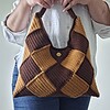 Gehaakte checker handtas 'Bruin en caramel'