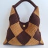 Gehaakte checker handtas 'Bruin en caramel'