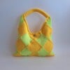 Gehaakte checker handtas 'Geel en groen'