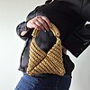 Gehaakte crossbody tas 'Metallic goud'