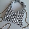 Gehaakte crossbody tas 'Metallic zilver'
