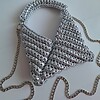 Gehaakte crossbody tas 'Metallic zilver'