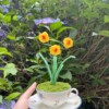 Gehaakte gele Narcissen in Theekopje