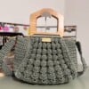 Handgemaakte Bubbel tas met houte handvat
