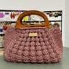 Handgemaakte Bubbel tas met houte handvat