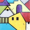 Home and Town - acrylverf op een houten paneel met een epoxylaag