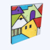 Home and Town - acrylverf op een houten paneel met een epoxylaag