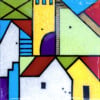 Home and Town 2 - acrylverf op een houten paneel met een epoxylaag