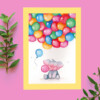 Kinder verjaardag kaart Olifanten balonnen