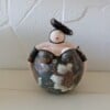 Lady in brown,dikke dame,handgemaakt,14 cm,mixed media