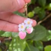 Micro Gehaakte Aardbei Oorbellen met Bloemetjes