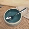 Ontbijtbowls / ramenbowls turquoise wit spikkel