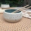 Ontbijtbowls / ramenbowls turquoise wit spikkel