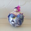 Purple lady,dikke dame,14 cm,handgemaakt,mixed media