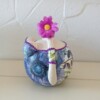 Purple lady,dikke dame,14 cm,handgemaakt,mixed media