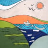 Relief landscape 4 -acrylkunst op een houten paneel, gesneden.