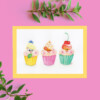 Verjaardag kaart Cupcake Hamsters