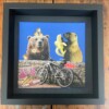 -banaantje en weer door- 20x20x1 cm handgeknipte collage op schildersdoek