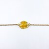Armband met Steenvormige Hanger Gevuld met Echte Bloemen uit Amsterdam (Limoncello Romance)